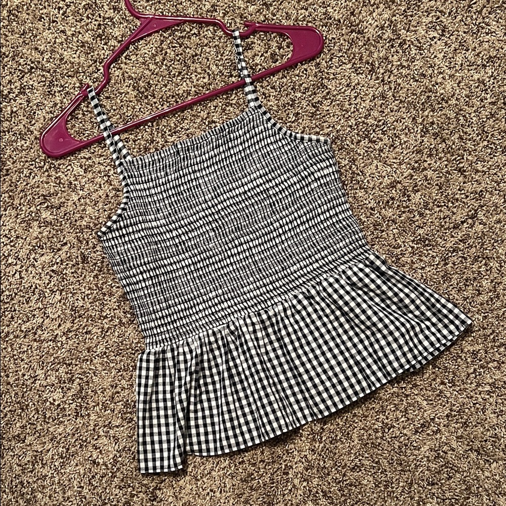 Angie Blue and White Gingham Top